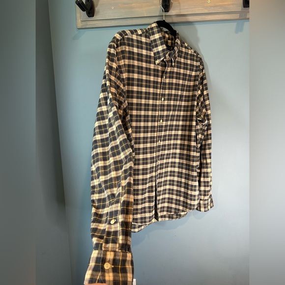 Ralph Lauren Plaid Oxford Shirt in Tan/Green/Navy - Picture 4 of 9